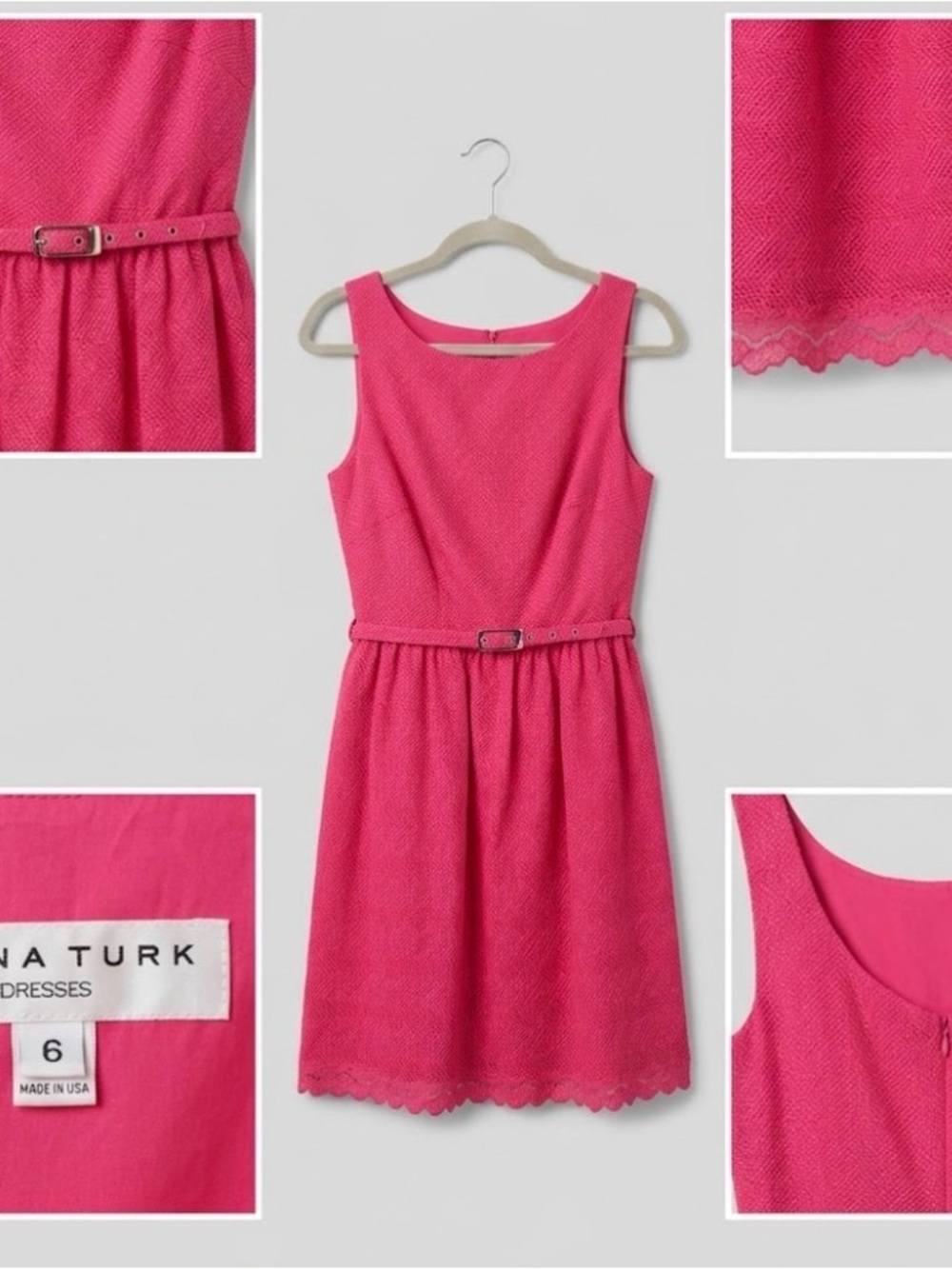 Trina Turk Pink Belted Dress - Size 6 - Made in USA